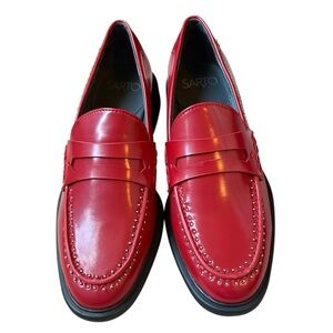 Franco Sarto Eden Studs Red Loafers NWT Size 6